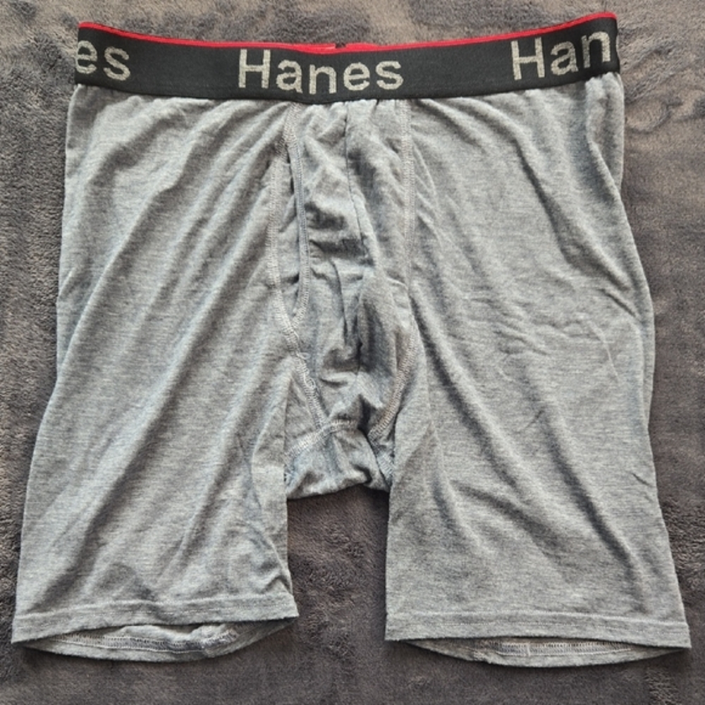 Hanes Gray Boxer Briefs Cotton Blend Comfort